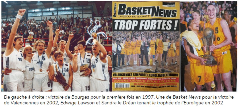 victoire de bourges en euroligue en 1997, la une de basket news pour la victoire de valenciennes en 2002