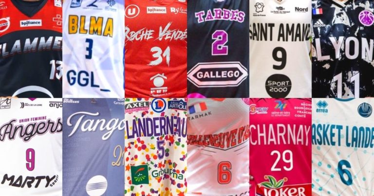 panel des maillots des clubs de ligue feminine de basket