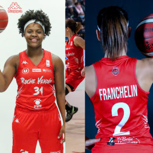 Maillot away rouge porté par Océane Monpierre et Coline Franchelin