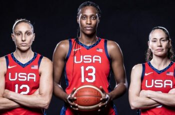Diana Taurasi, Sylvia Fowles et Sue Bird sous la tunique US lors du media day des JO de Toyo 2020