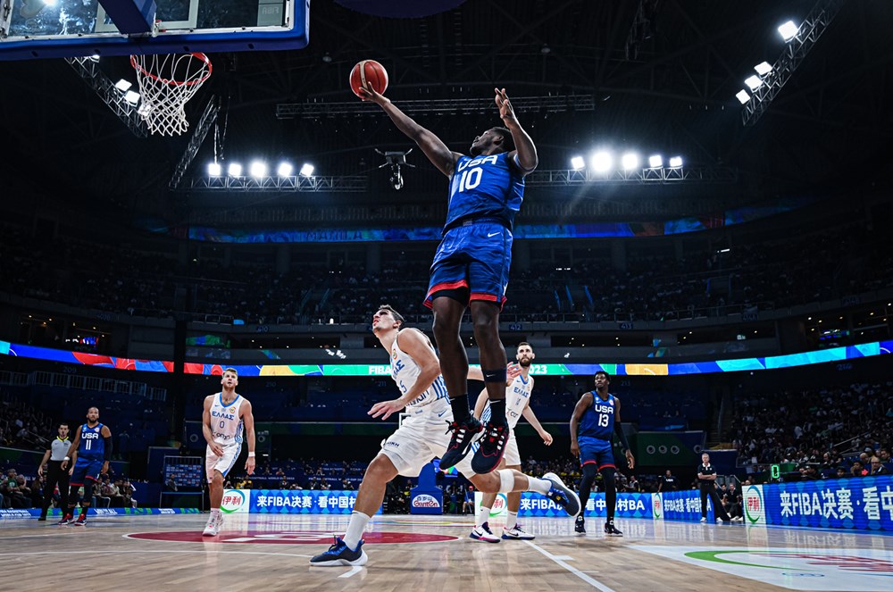 Anthony Edwards, jeune talent de team USA, face à la Grèce en première phase de la Coupe du Monde